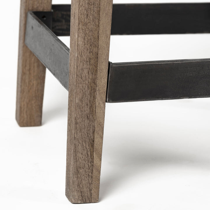Nell 30" Seat Height Black Metal Seat & Foot Rest With Brown Wood Legs Stool Dining Room Mercana