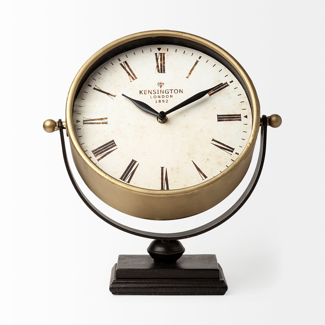 Houston Gold Metal Half Moon Base Table Clock Decor Mercana