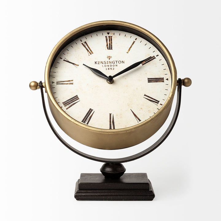 Houston Gold Metal Half Moon Base Table Clock Decor Mercana
