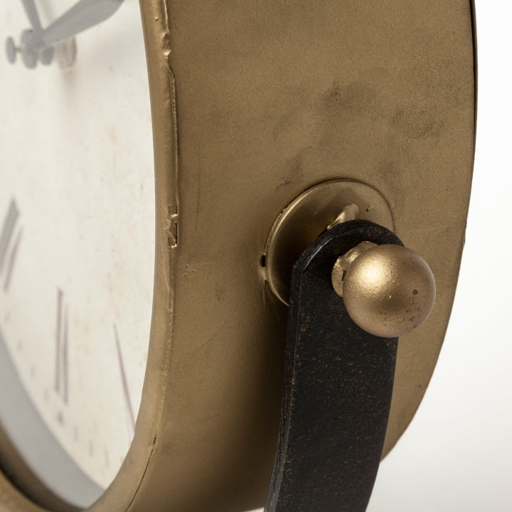 Houston Gold Metal Half Moon Base Table Clock Decor Mercana