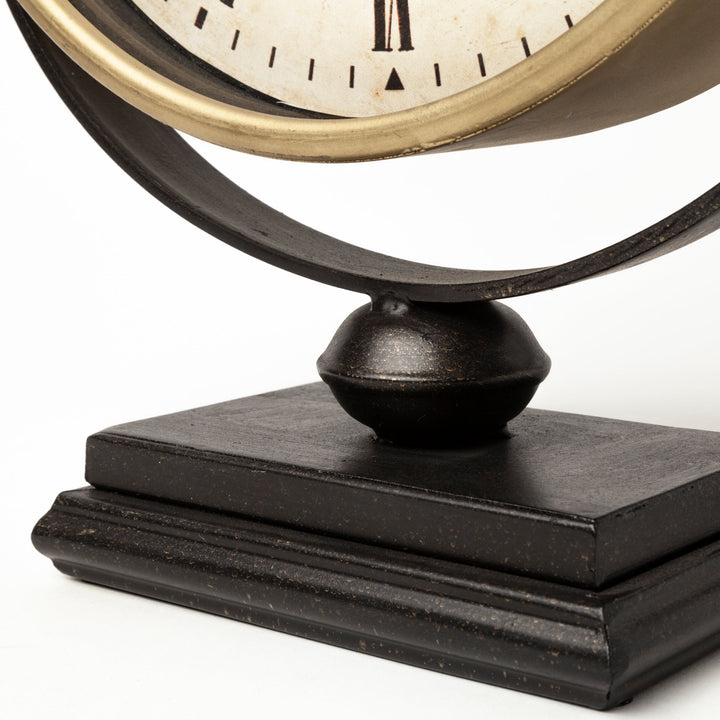 Houston Gold Metal Half Moon Base Table Clock Decor Mercana