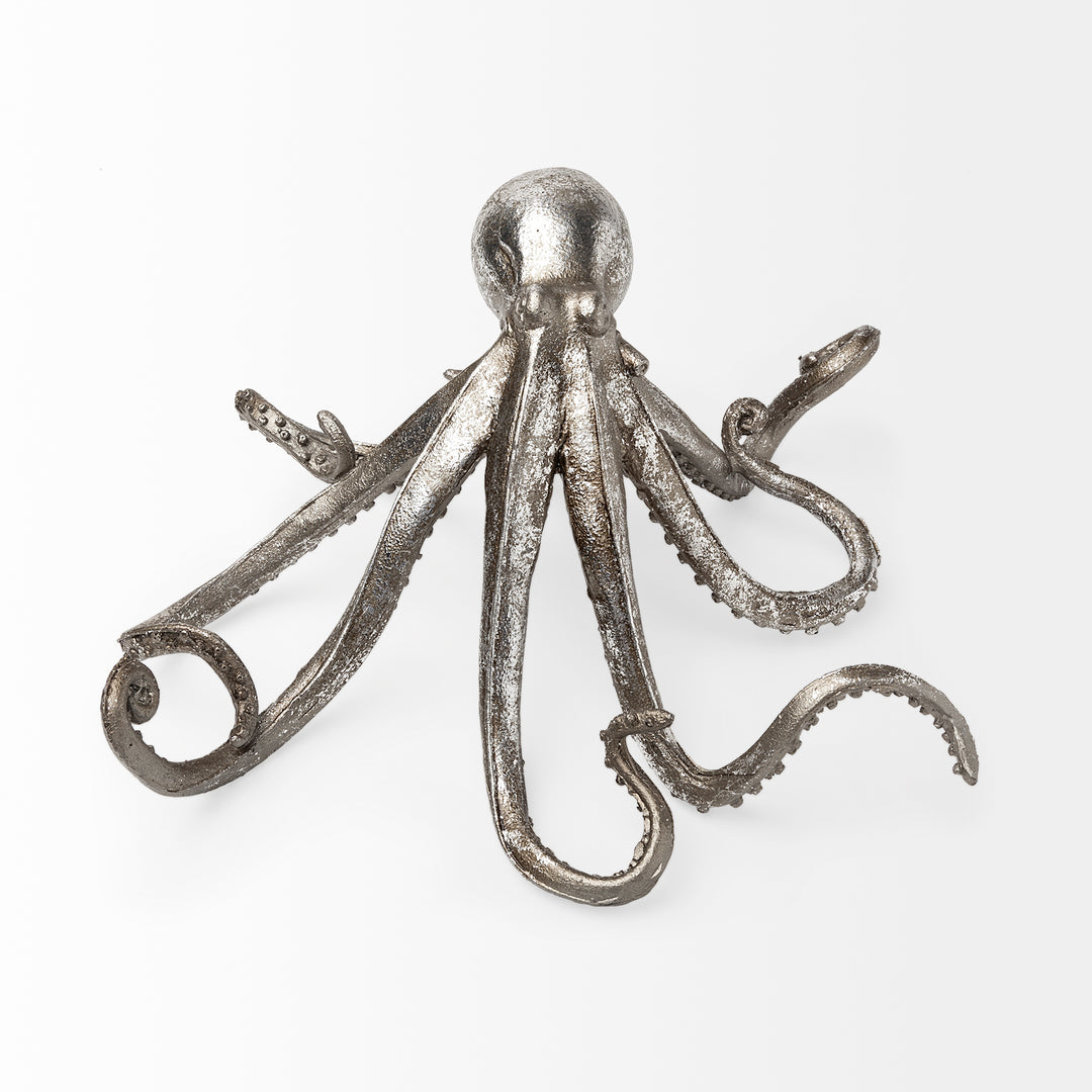 Strafford Medium 13L x 7W Silver Resin Octopus Decor Mercana