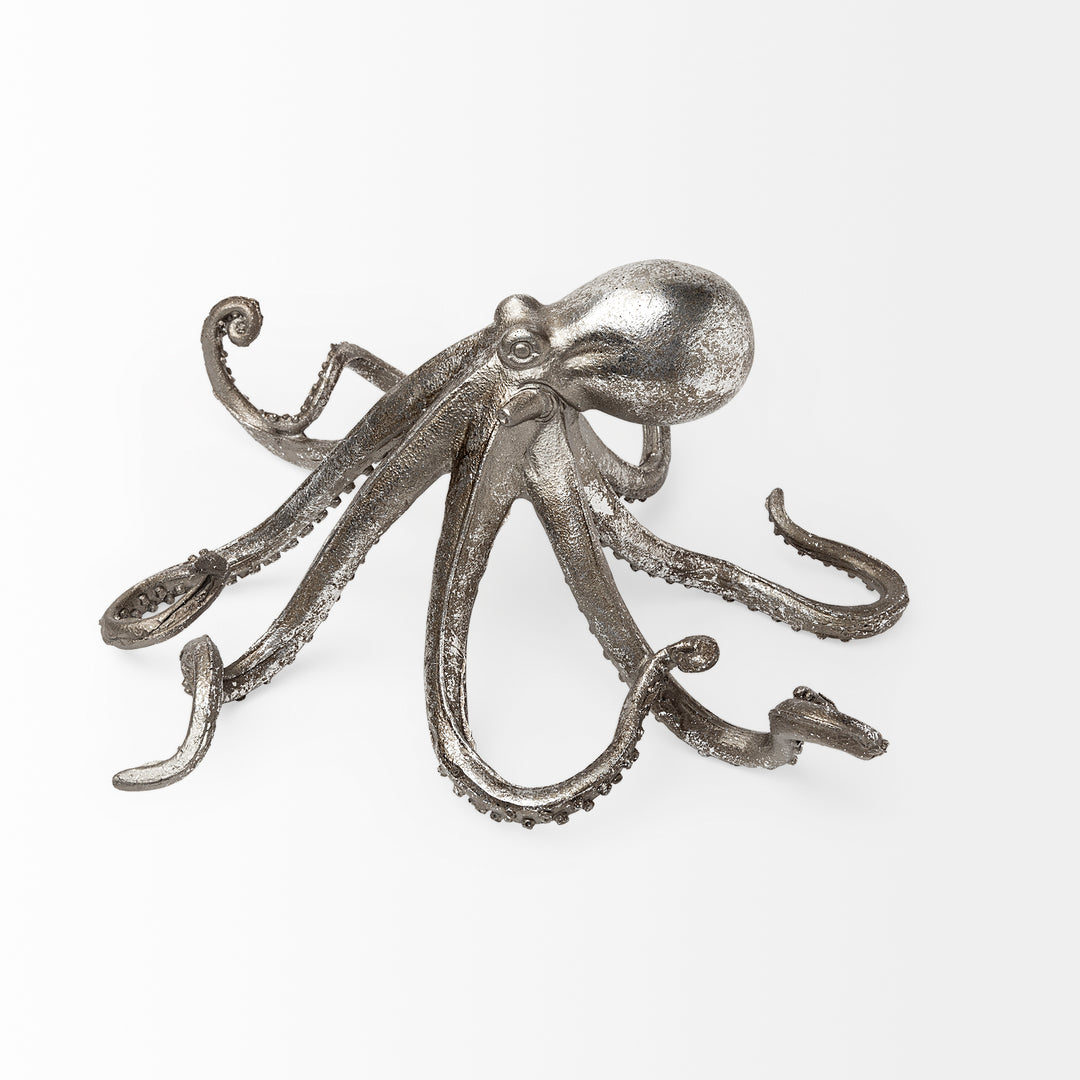 Strafford Medium 13L x 7W Silver Resin Octopus Decor Mercana
