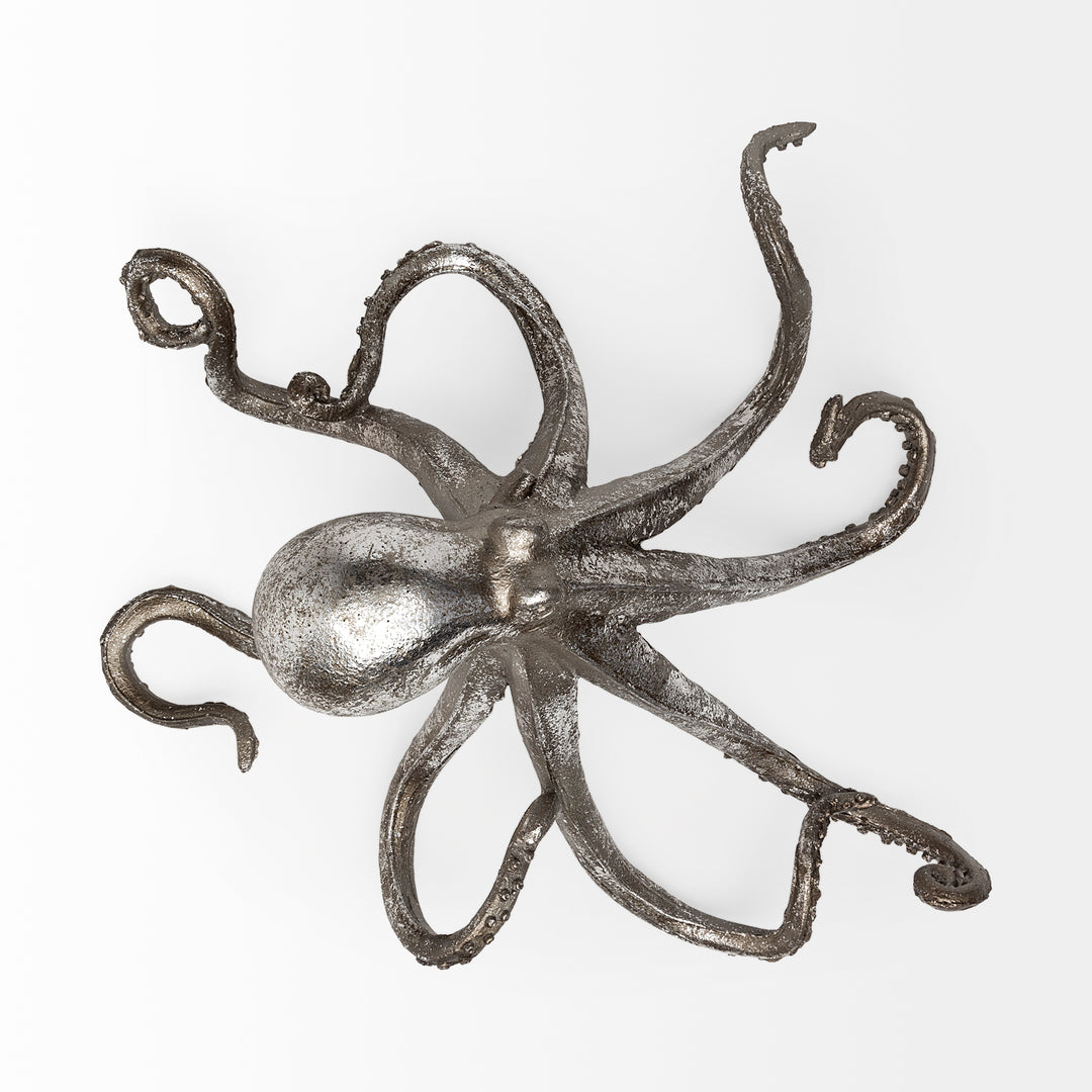 Strafford Medium 13L x 7W Silver Resin Octopus Decor Mercana