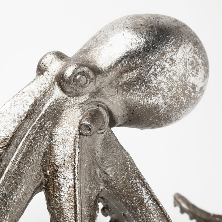 Strafford Medium 13L x 7W Silver Resin Octopus Decor Mercana