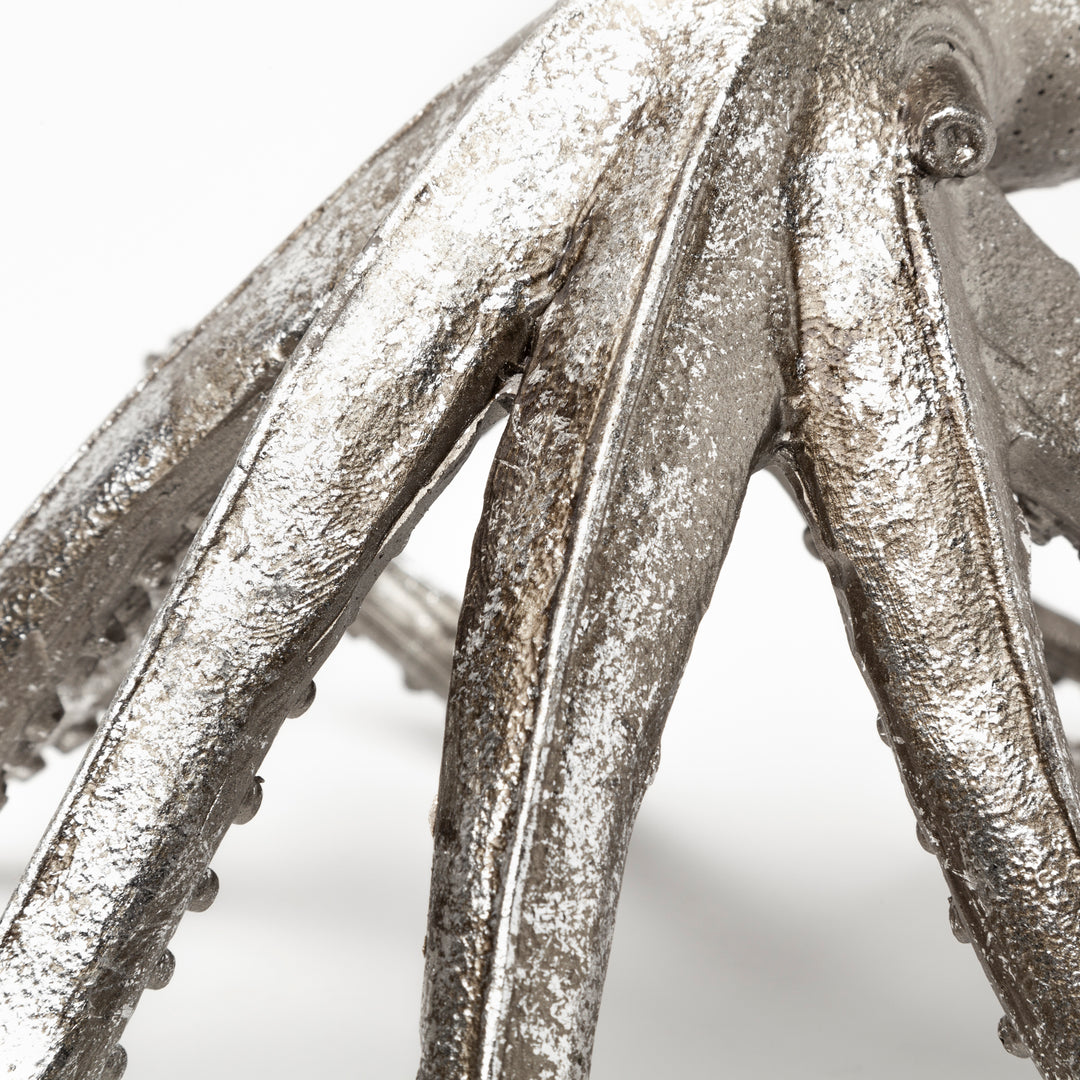 Strafford Medium 13L x 7W Silver Resin Octopus Decor Mercana