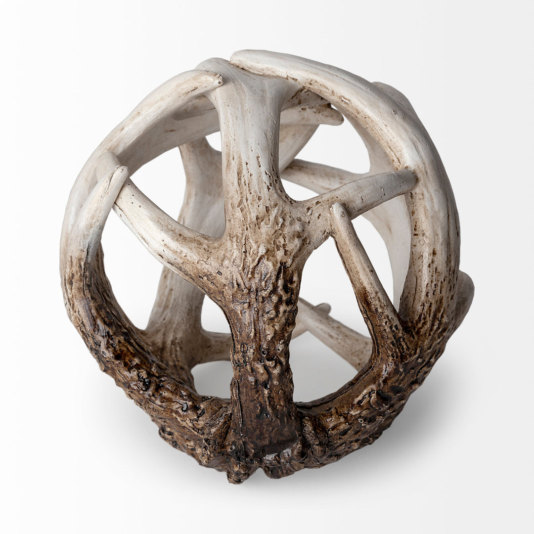 Ramus I (Small) 5L x 5W Brown Antler Shaped Decorative Resin Orb Ball Decor Mercana
