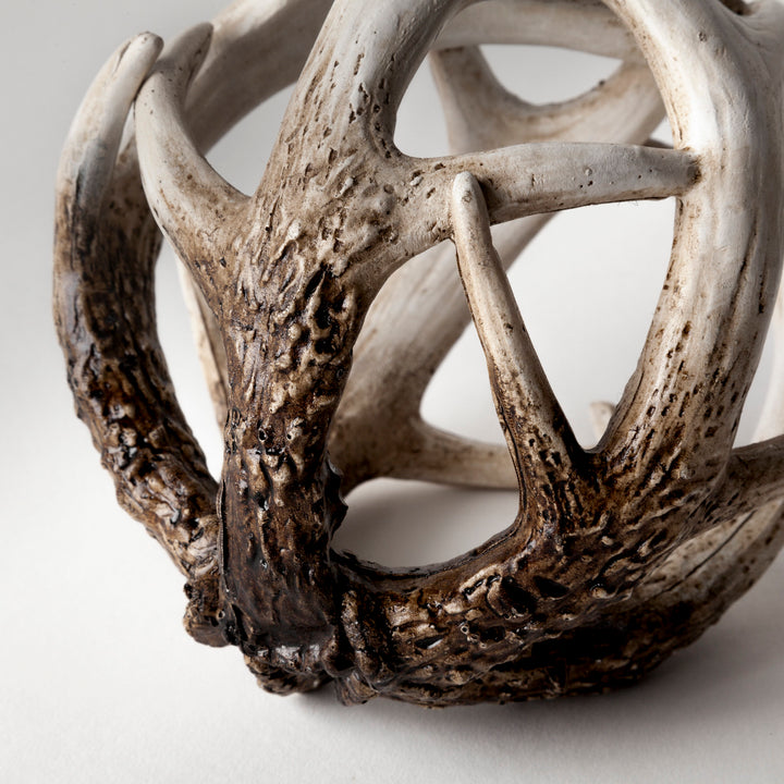 Ramus I (Small) 5L x 5W Brown Antler Shaped Decorative Resin Orb Ball Decor Mercana