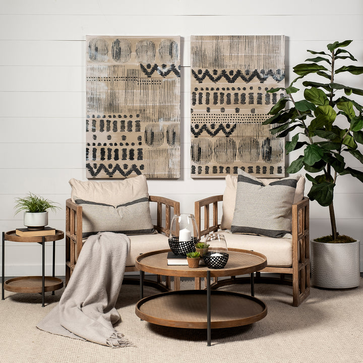 Skylar II Tan Fabric Covered Cushioned Demi-Lune Wooden Frame Accent Chair Living Room Mercana