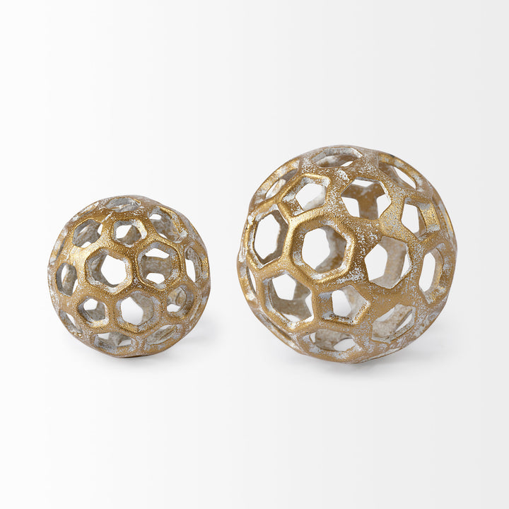 Moyer I (Small) 3L x 3W Gold Metal Hollow Decorative Orb Decor Mercana