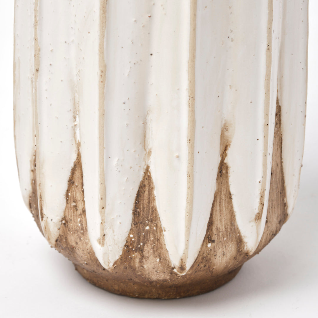Sisko I Short Rustic Brown White Ceramic Vase Decor Mercana