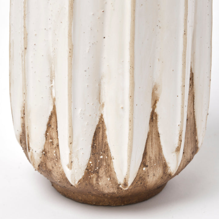 Sisko I Short Rustic Brown White Ceramic Vase Decor Mercana