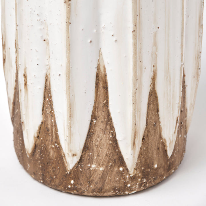 Sisko II Tall Rustic Brown White Ceramic Vase Decor Mercana
