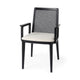 Clara Black Wood W/ Cream Fabric Seat and Cane Back Dining Chair Dining Room Mercana