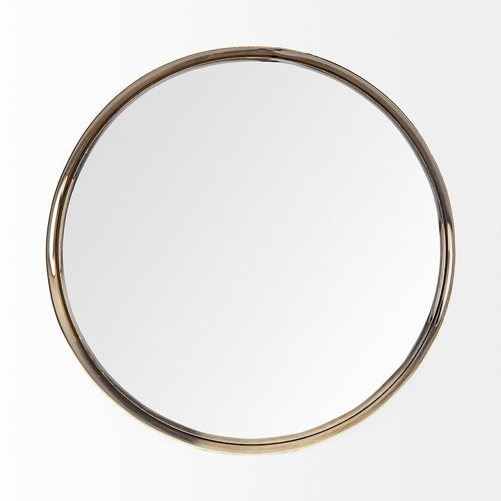 Serkis 15L x 15W Gold Metal Mirrored Base Round Tray Decor Mercana