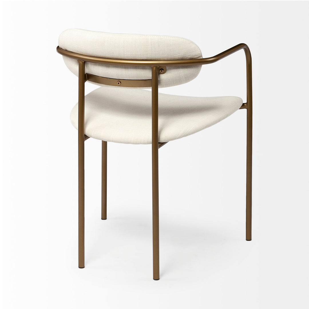 Parker I Cream Fabric Seat Gold Metal Frame Dining Chair Living Room Mercana