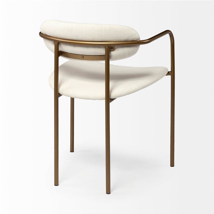 Parker I Cream Fabric Seat Gold Metal Frame Dining Chair Living Room Mercana