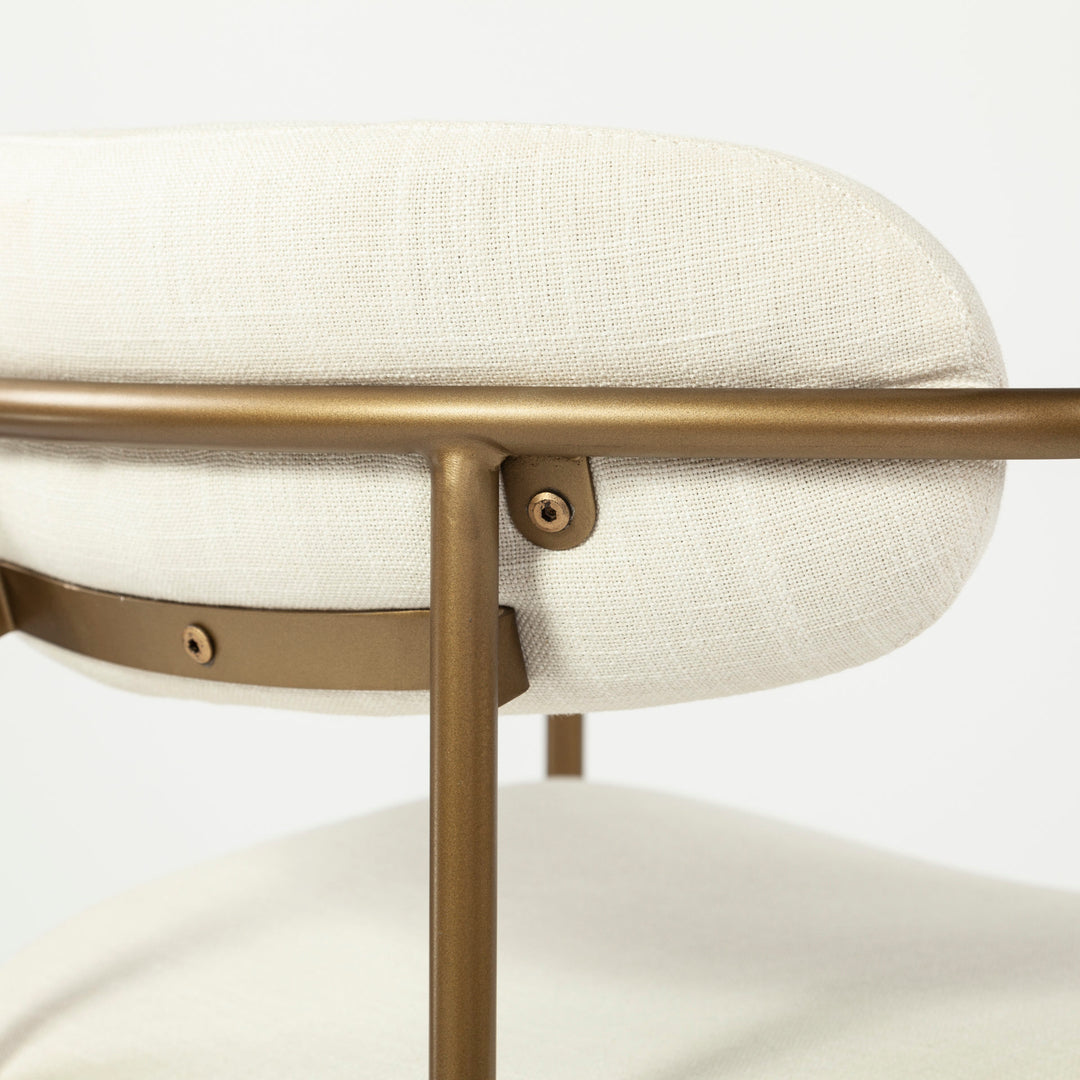 Parker I Cream Fabric Seat Gold Metal Frame Dining Chair Living Room Mercana