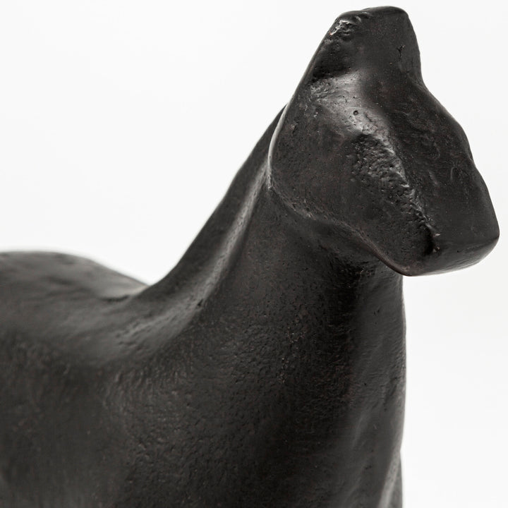Sphynx II 7L x 2W Black Cast Aluminum Horse Shaped Object Decor Mercana