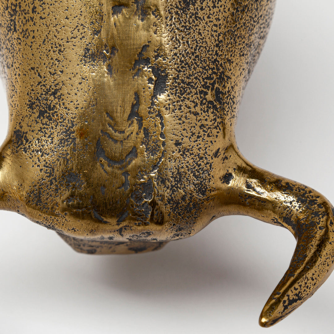 Tauro I 9L x 4W Gold Cast Aluminum Raging Bull Decor Mercana