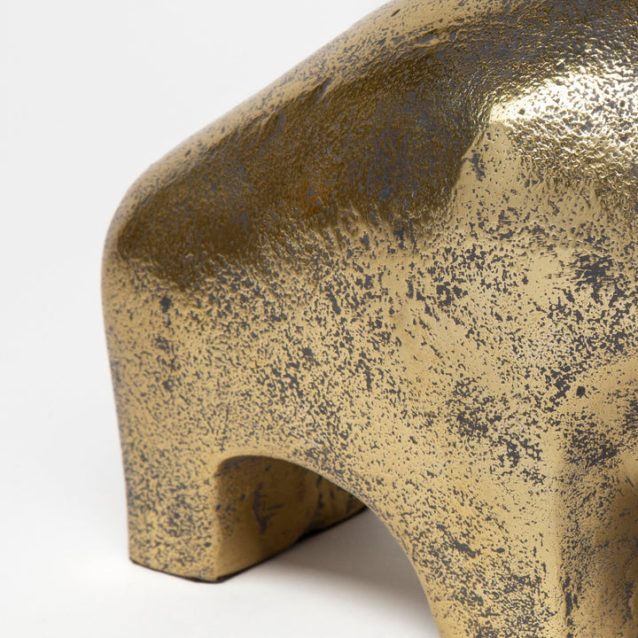 Tauro I 9L x 4W Gold Cast Aluminum Raging Bull Decor Mercana