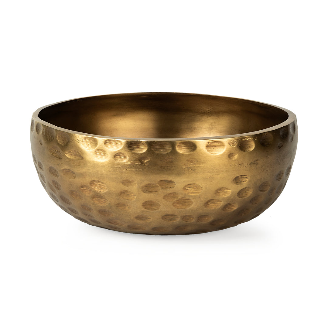Karmel 12L x 12W Gold Hammered Aluminum Bowl Decor Mercana