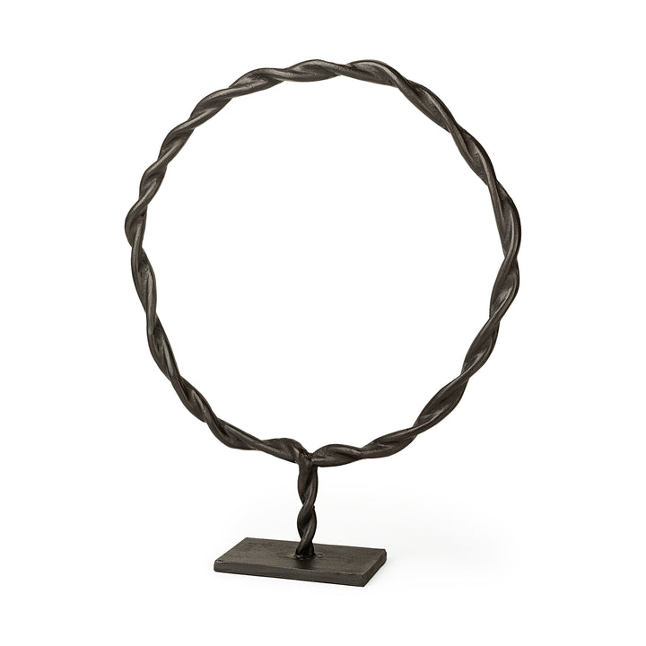 Rizwan (Large) Black Aluminum Braided Circular Object Decor Mercana