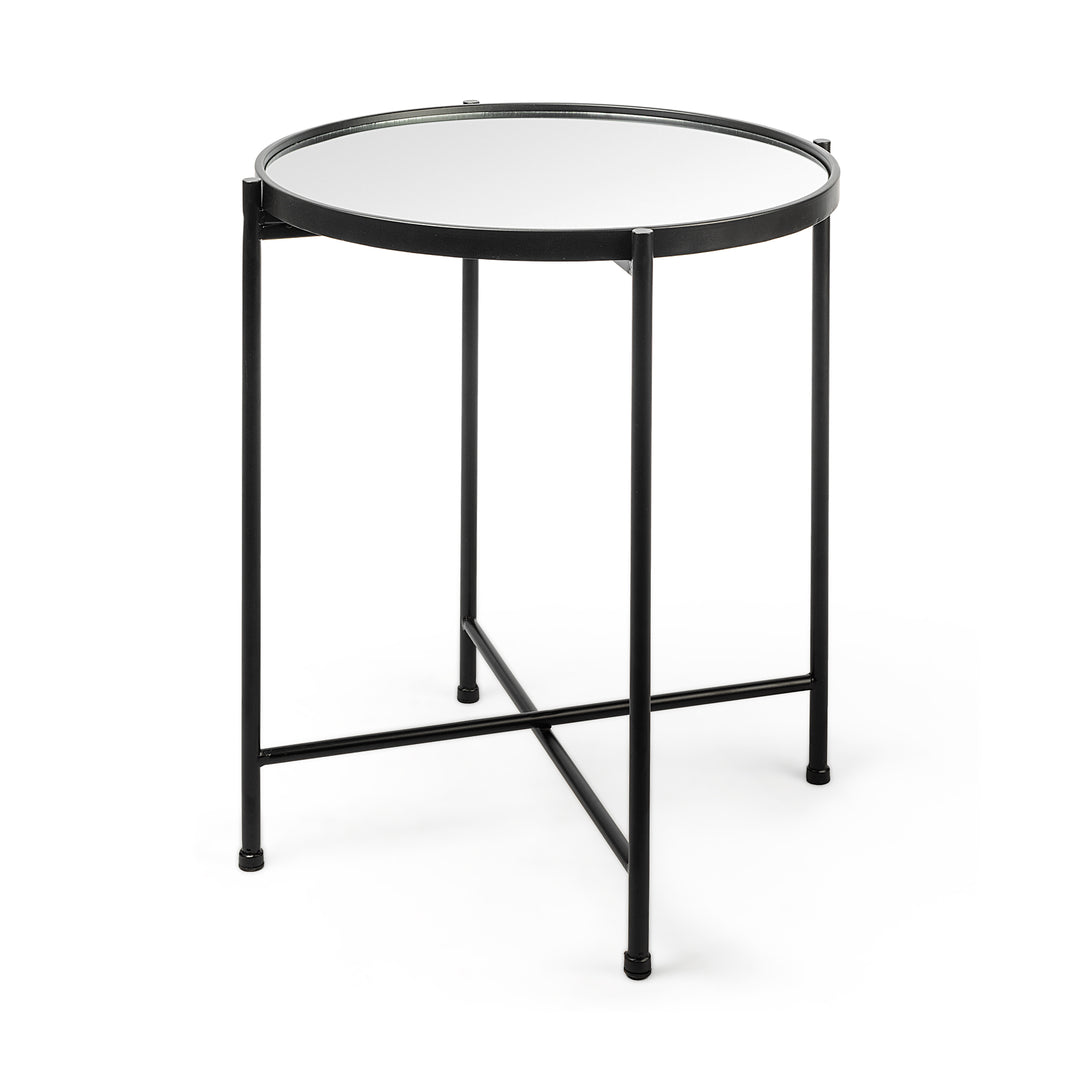 Samantha (Small) Black Mirror Top Accent Table Decor Mercana