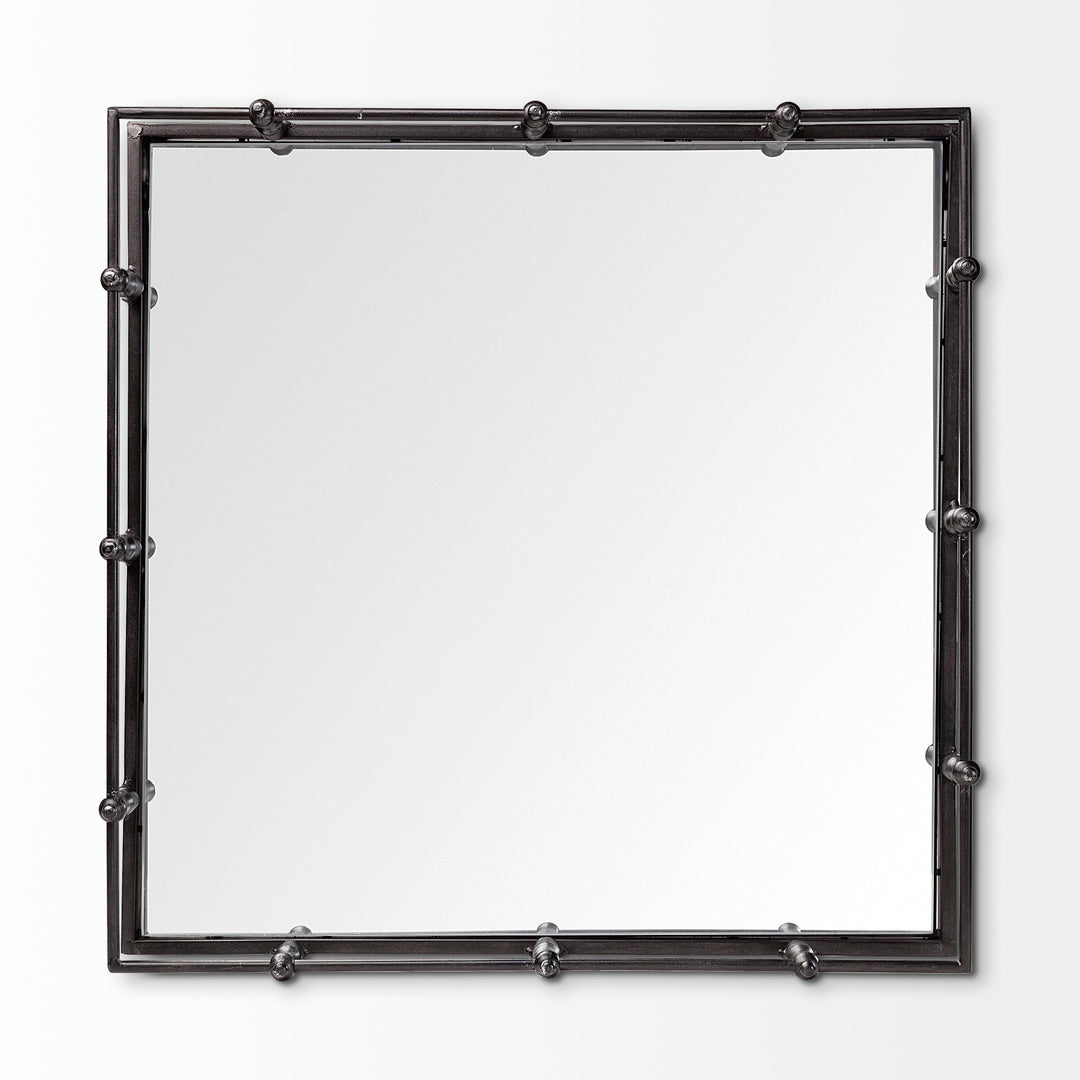Christa 22L x 22W Black Metal Mirrored Base Square Tray Decor Mercana