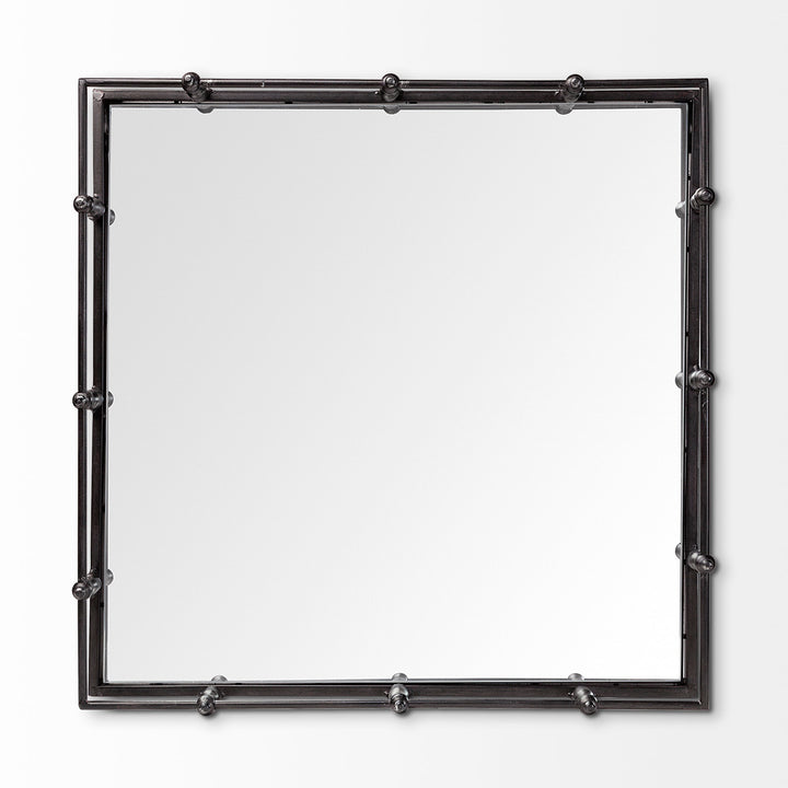 Christa 22L x 22W Black Metal Mirrored Base Square Tray Decor Mercana