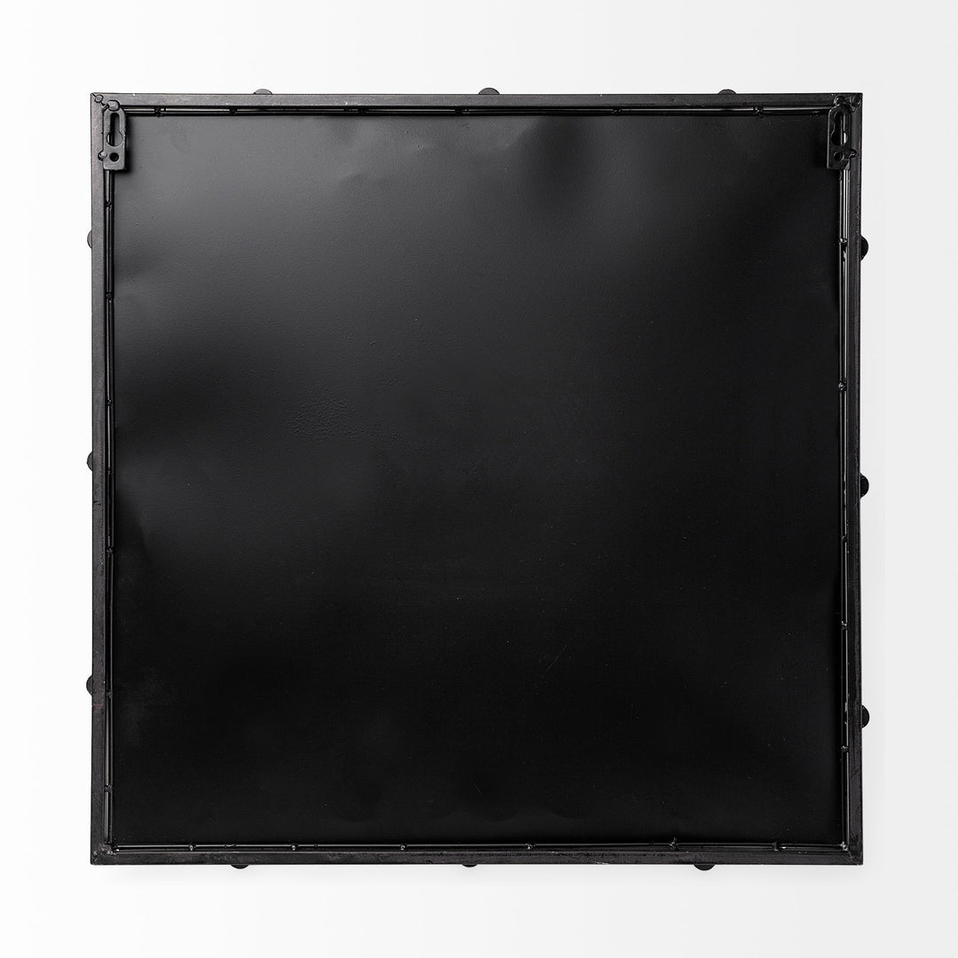 Christa 22L x 22W Black Metal Mirrored Base Square Tray Decor Mercana