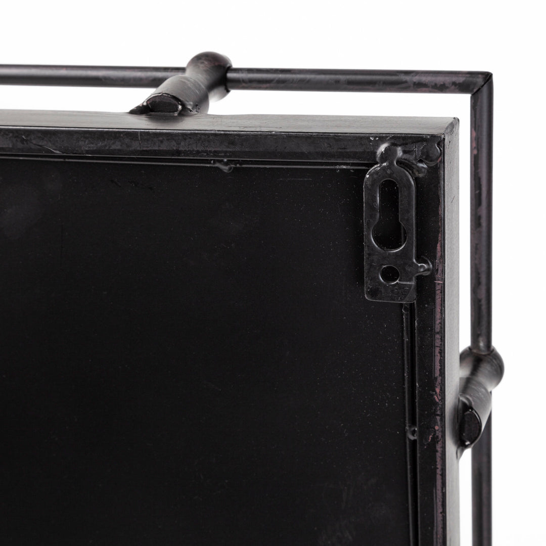 Christa 22L x 22W Black Metal Mirrored Base Square Tray Decor Mercana