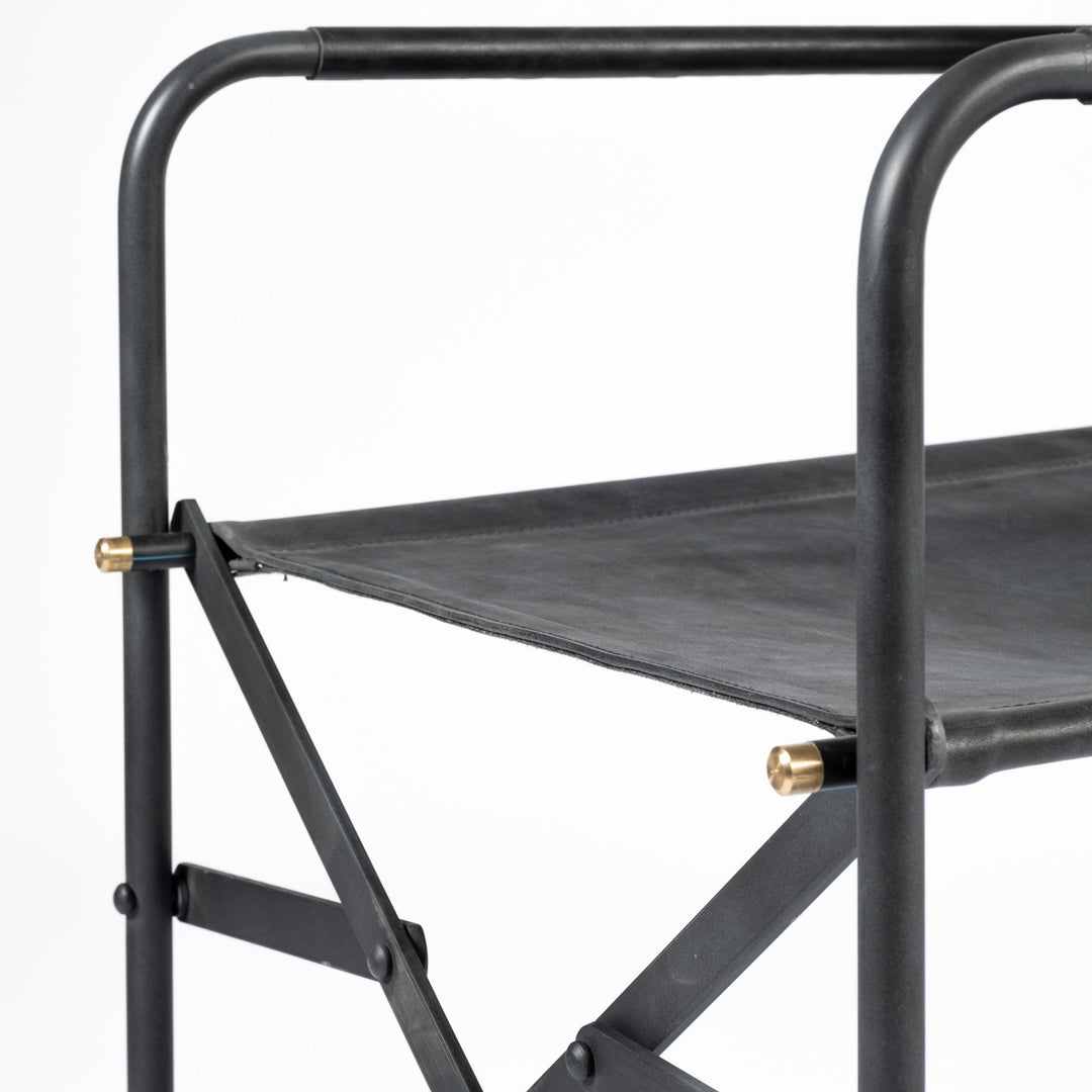 Direttore Black Iron Frame Black Leather Dining Chair Living Room Mercana