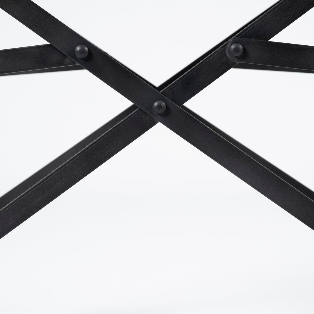 Direttore Black Iron Frame Black Leather Dining Chair Living Room Mercana