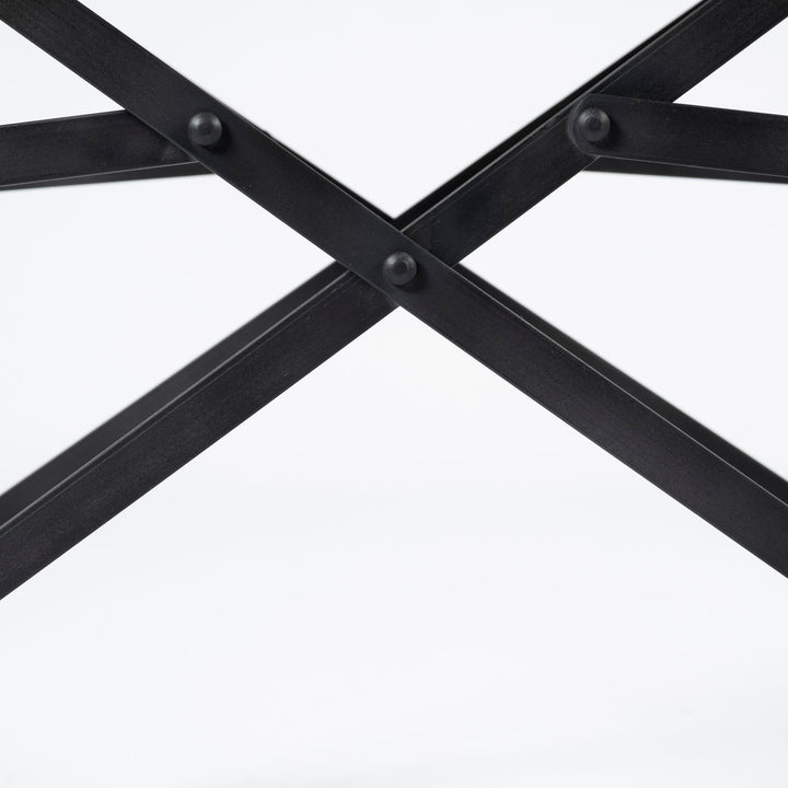 Direttore Black Iron Frame Black Leather Dining Chair Living Room Mercana