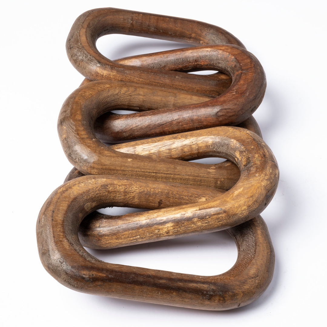 Alix 29L x 5W Brown Wooden Hand-Made 5 Link Chain Decor Mercana