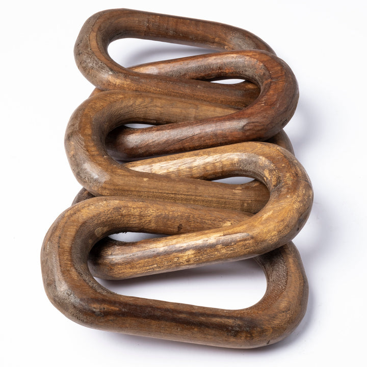 Alix 29L x 5W Brown Wooden Hand-Made 5 Link Chain Decor Mercana
