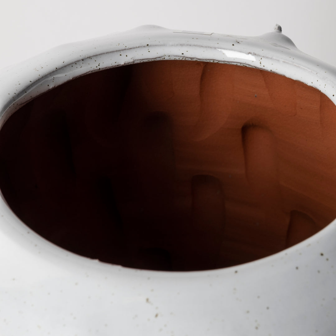 Julian Small Glossy White Ceramic Spoked Vase Decor Mercana