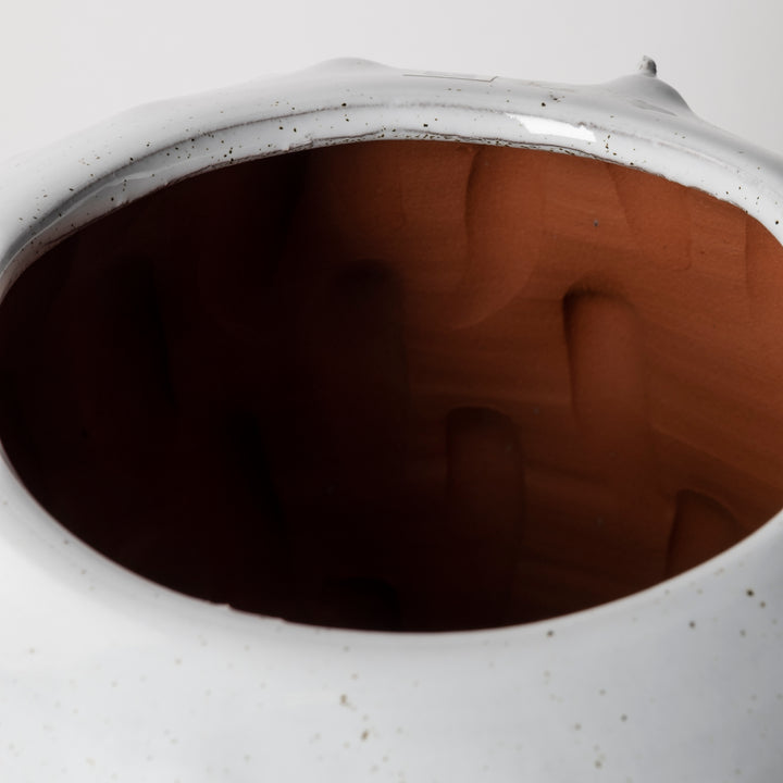 Julian Small Glossy White Ceramic Spoked Vase Decor Mercana