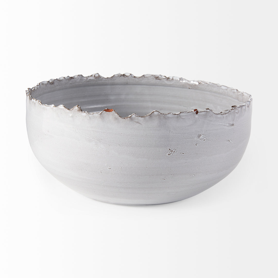 Larsen 13L x 13W White Ceramic Large Decorative Bowl Decor Mercana