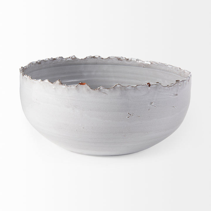 Larsen 13L x 13W White Ceramic Large Decorative Bowl Decor Mercana