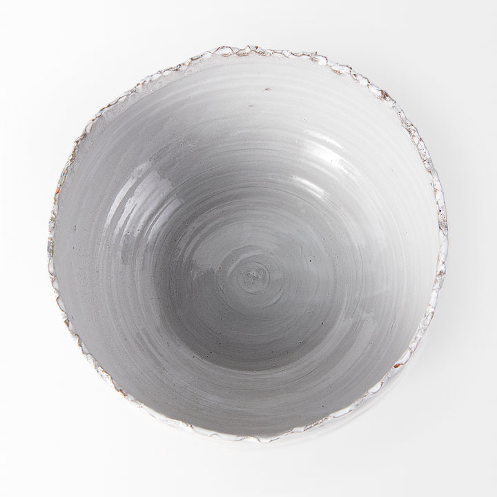 Larsen 13L x 13W White Ceramic Large Decorative Bowl Decor Mercana