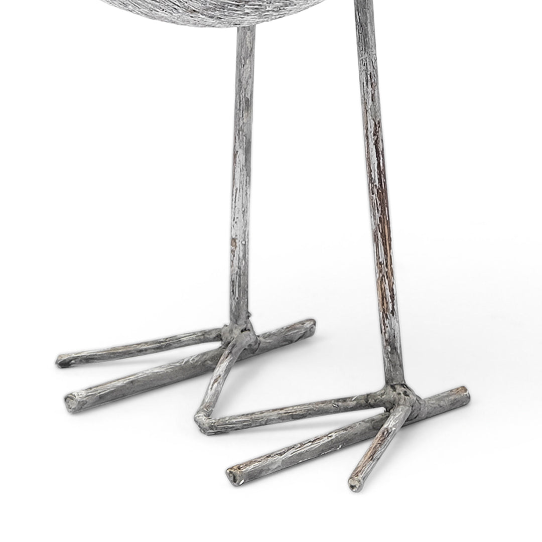 Snipe II 6L x 6W Off-White Resin Bird Ornament W/ Metal Feet Decor Mercana