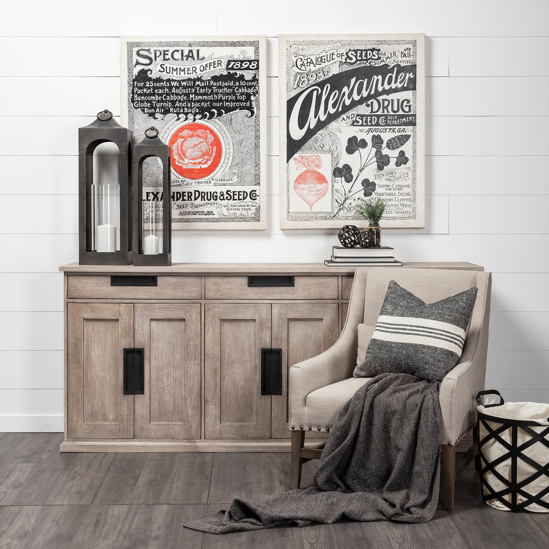Braxton III 81.5x18.5 Natural Brown Solid Wood 3 Drawer 6 Door Sideboard Dining Room Mercana