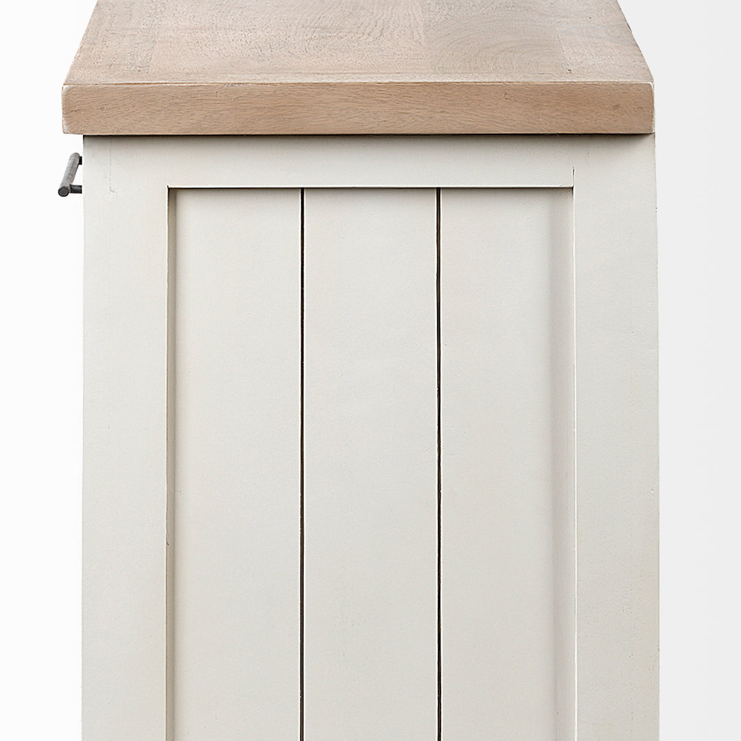 Fairview III Solid Wood Brown Top & White Frame 4 Cabinet Door Sideboard Living Room Mercana