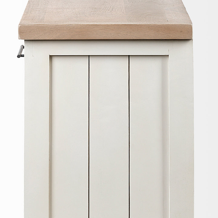 Fairview III Solid Wood Brown Top & White Frame 4 Cabinet Door Sideboard Living Room Mercana