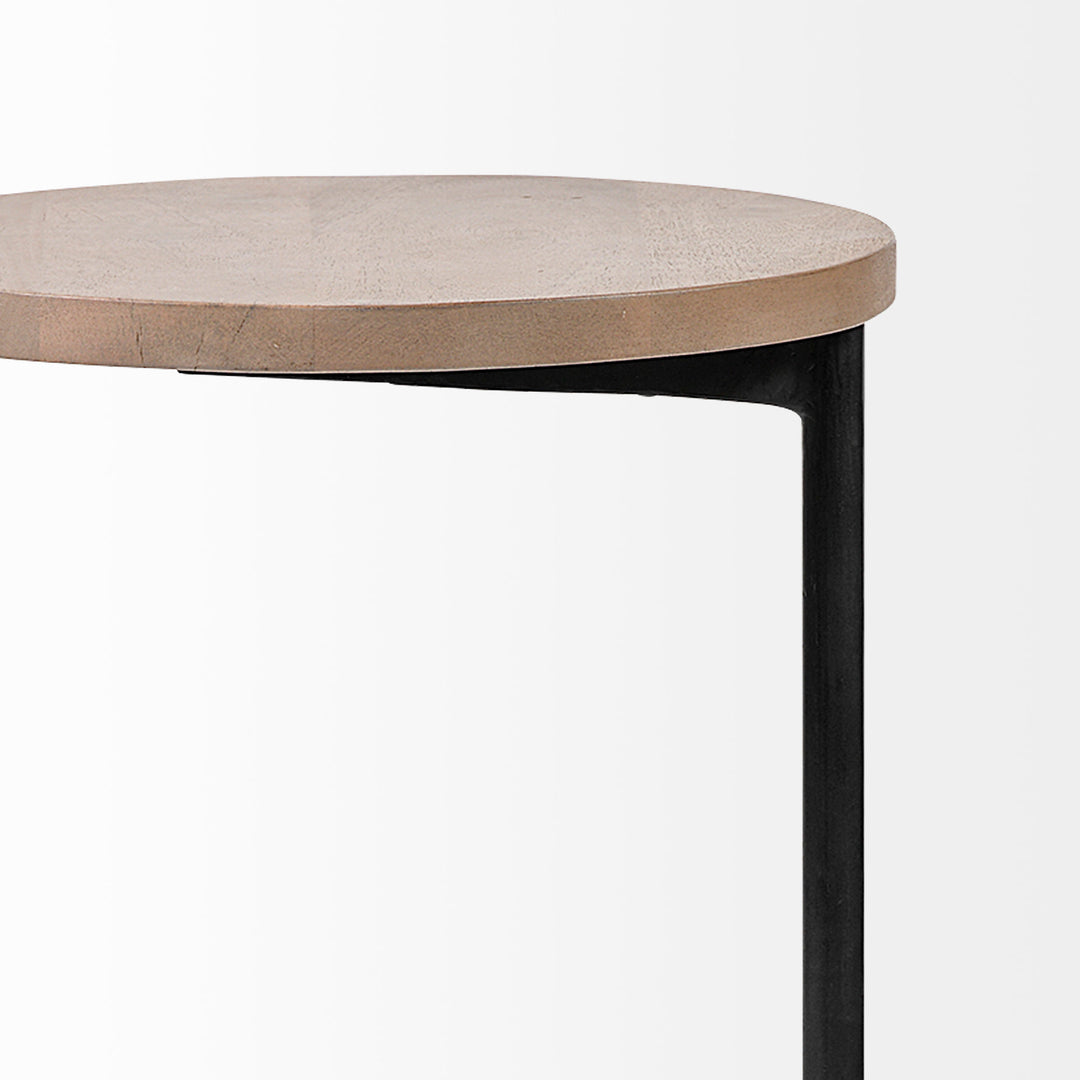 Ballatine Brown Wood Round Top w/ Black Metal Base Accent Table Dining Room Mercana