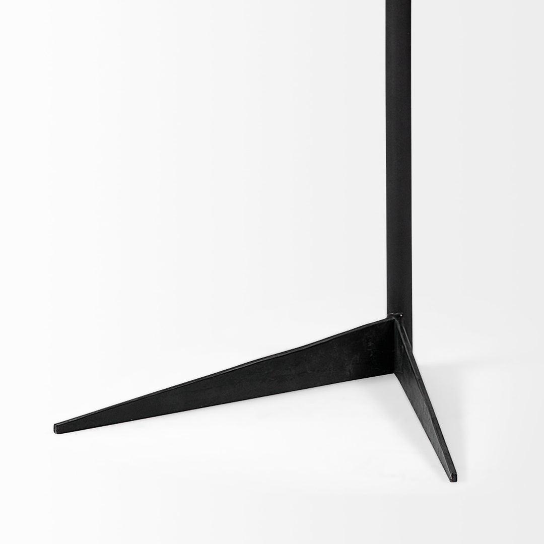 Ballatine II White Marble Round Top White w/ Black Metal Base Accent Table Dining Room Mercana