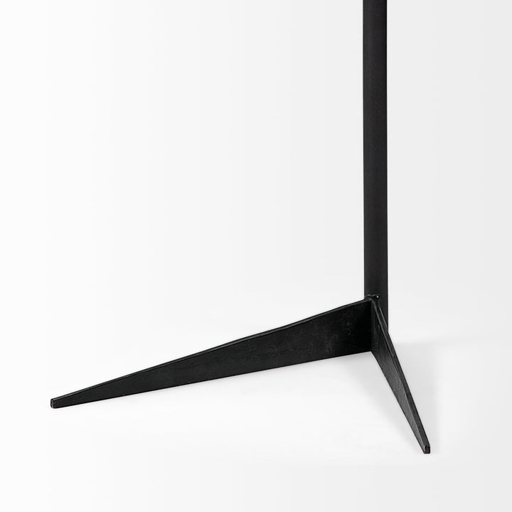 Ballatine II White Marble Round Top White w/ Black Metal Base Accent Table Dining Room Mercana