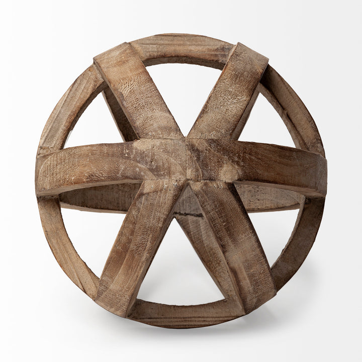 Tibik 8L x 8W Natural Wooden Orb Decor Mercana